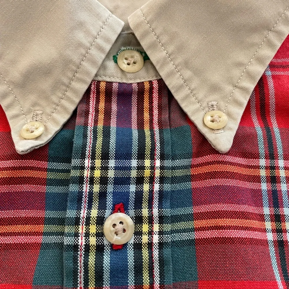 TOMMY HILFIGER  Vintage 90’s Contrast Button Down Shirt in Check Plaid Size M - Picture 3 of 6